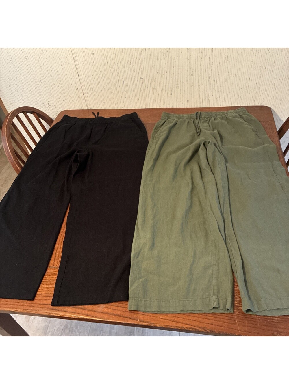 Old Navy Linen Blend Pants Women’s M Wide Leg Drawstring High Rise-Lot Of 2